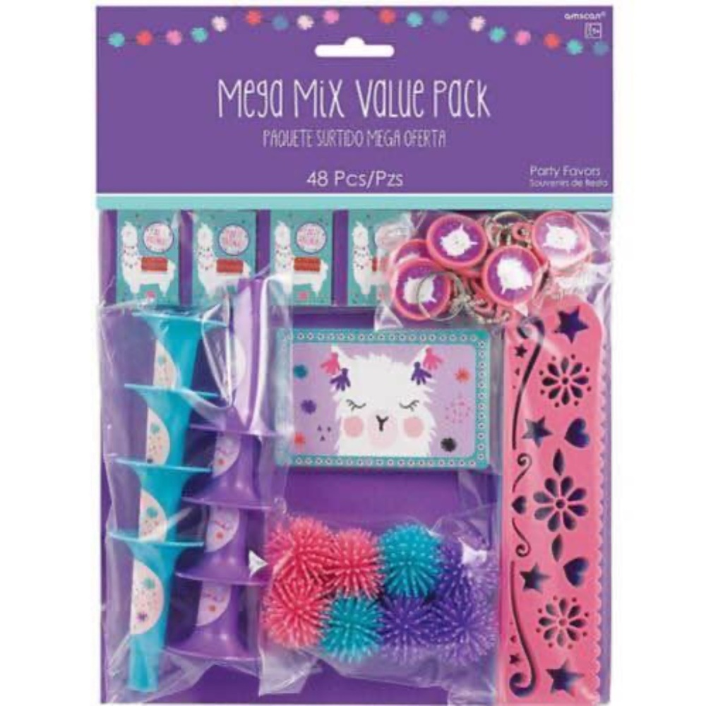 BRAND NEW sealed llama themed party favor favours giveaways value pack 48 pcs